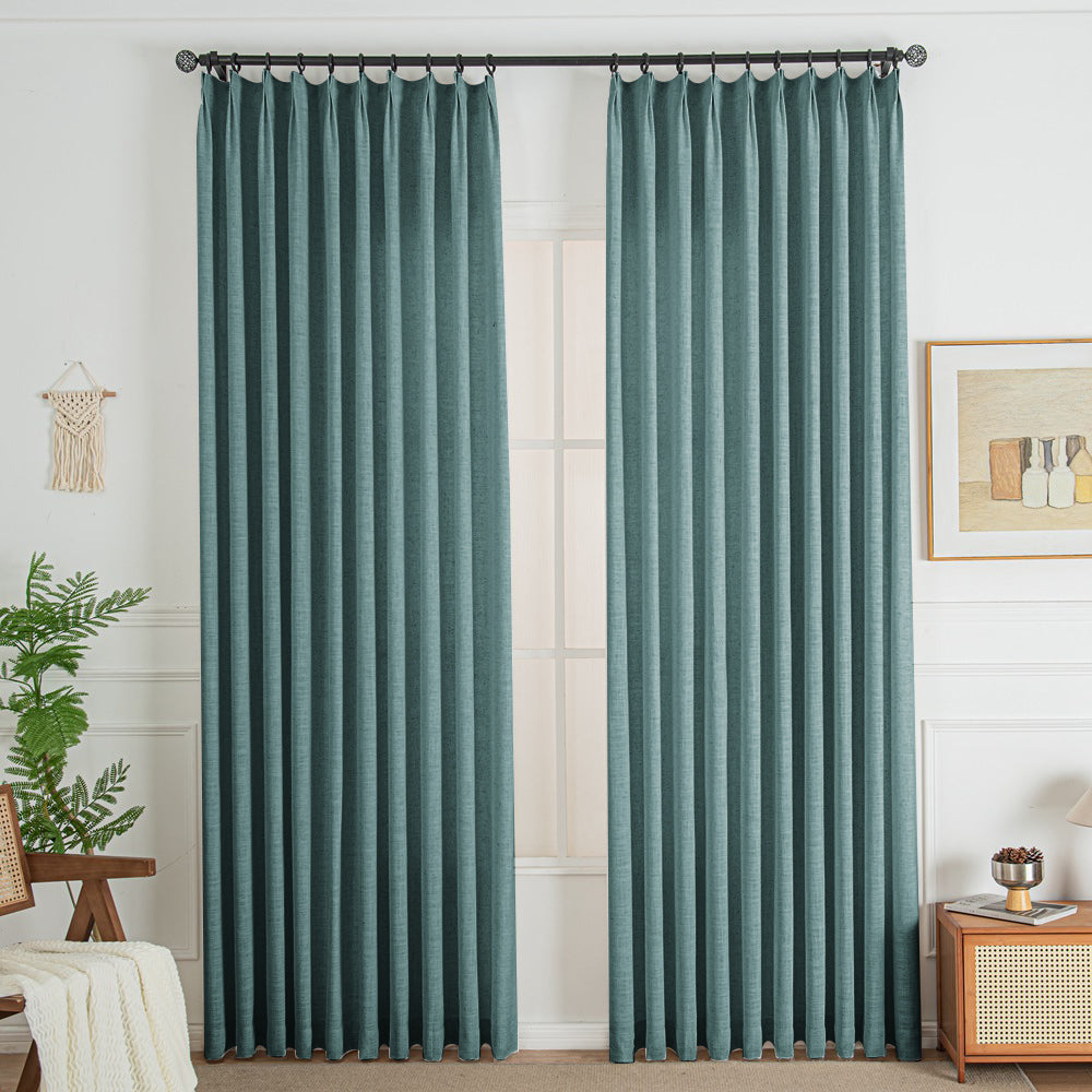 Everglade Teal 850-34 Lorna French Linen Custom Pleated Curtains Panel