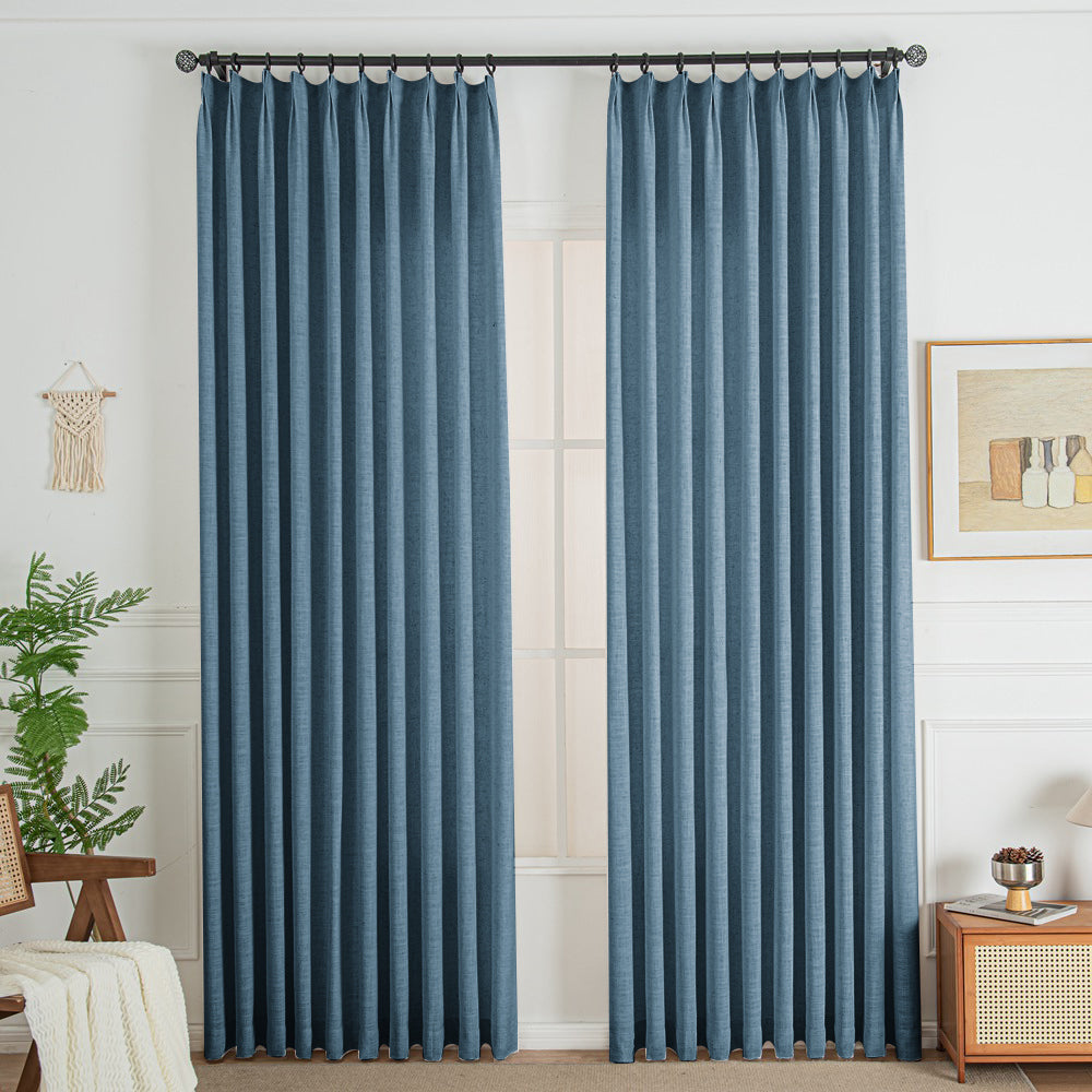 Aegean Blue 850-35 Lorna French Linen Custom Pleated Curtains Panel