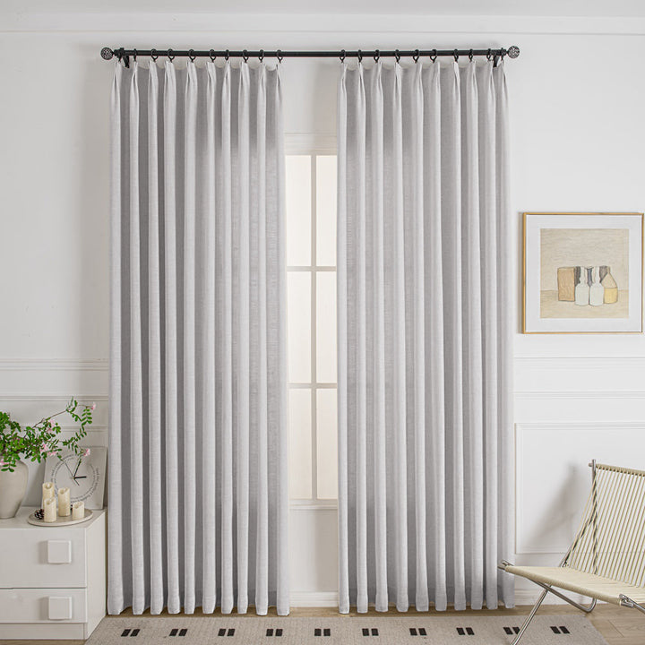 Gray White-36 Cozy Heavyweight Linen Woven Custom Curtains