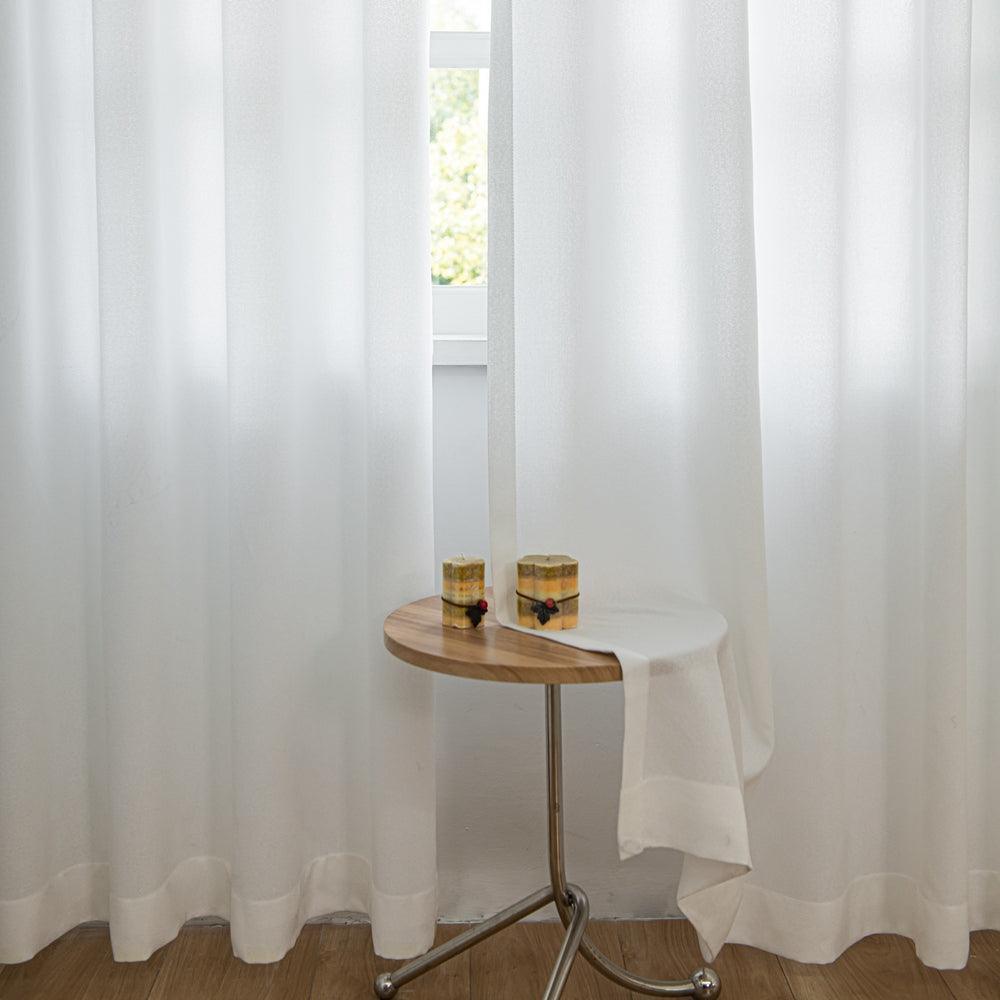 White Airy Elegant White Faux Linen Custom Curtains For Living Room And Bedroom