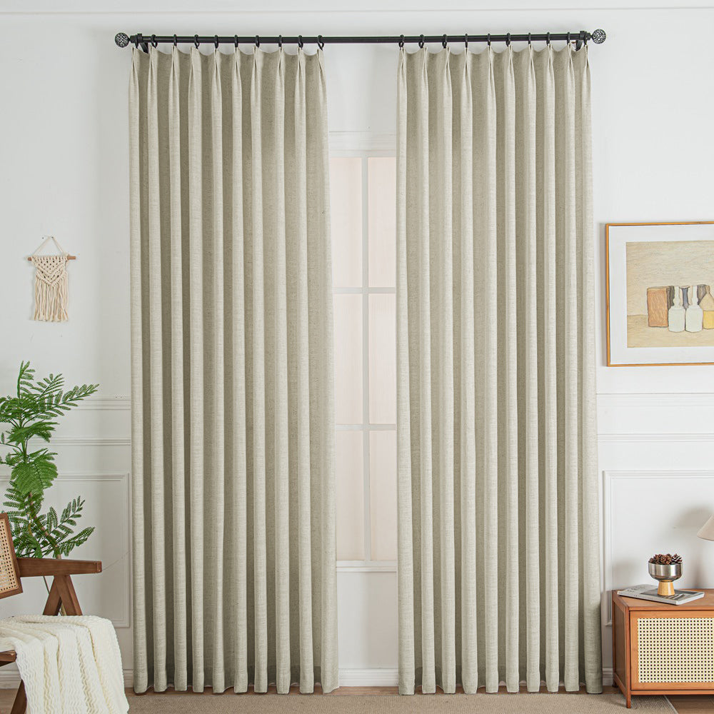 Sand Beige 850-3 Lorna French Linen Custom Pleated Curtains Panel