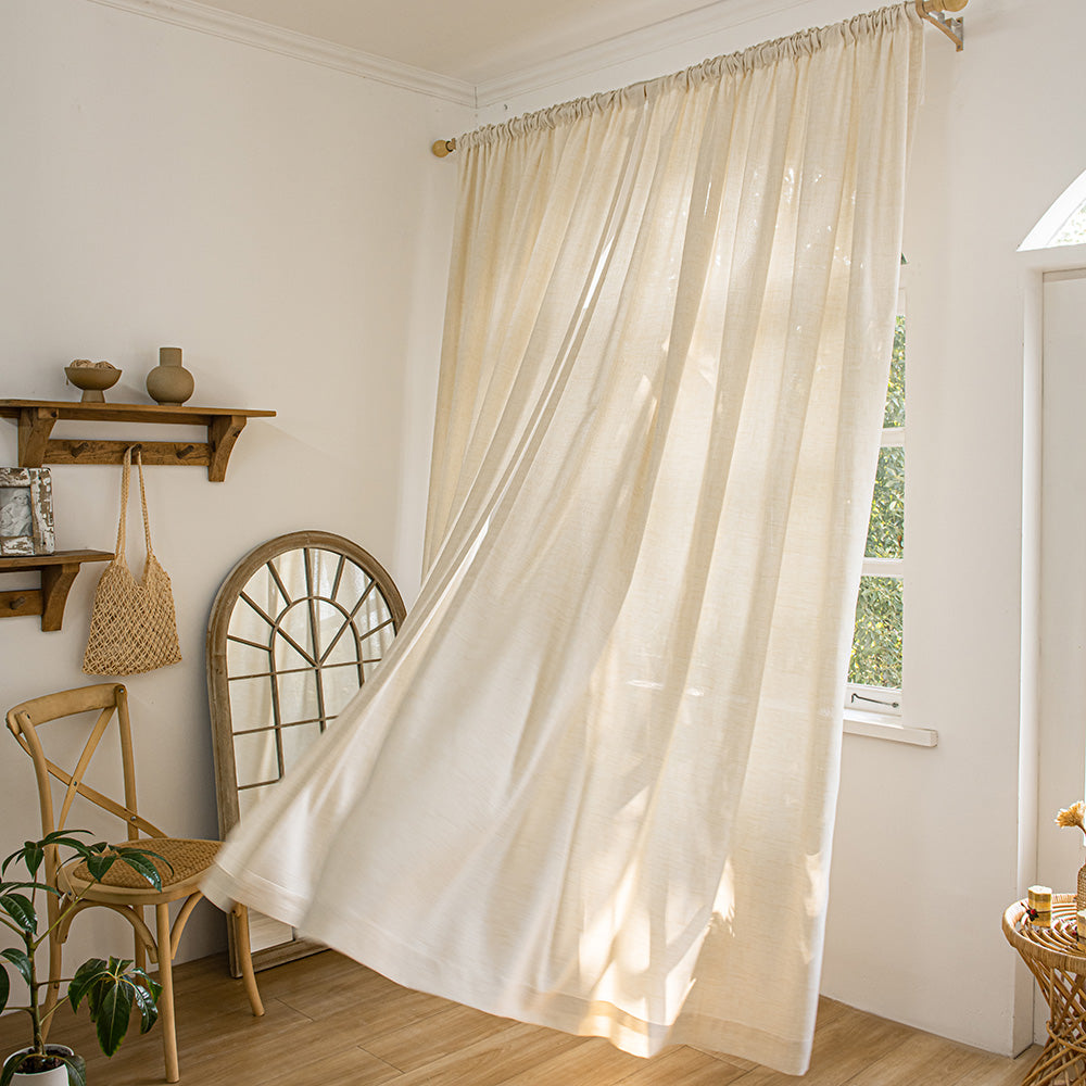 Mead Faux Linen Texture Outdoor Custom Curtains