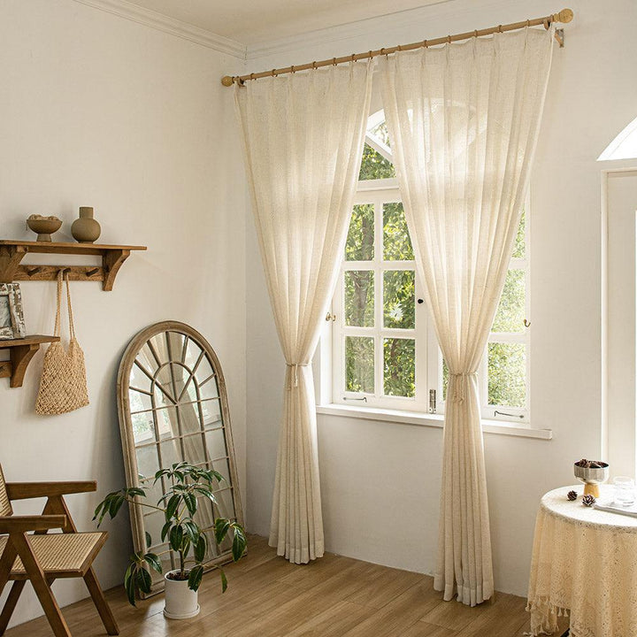 Herb-Lin Ivory Linen Sheer Curtains - ixacurtains