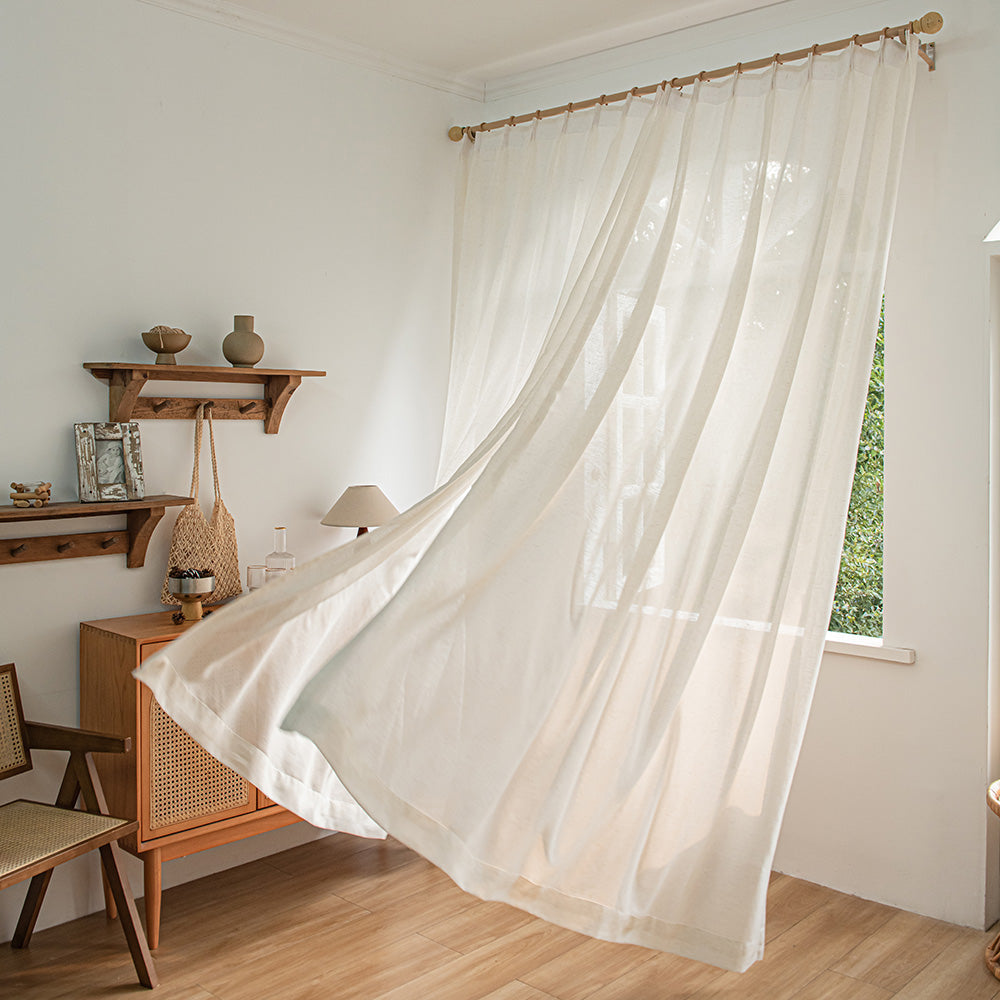 Linen Breezy Beige Linen Sheer Bathroom Custom Curtains