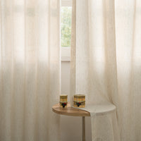 Seren Natural Small Plaid Linen Grommet Soft Top Custom Curtains