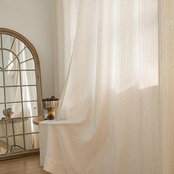 Flora-Lin Luxury Rhombus Texture Linen Curtains - ixacurtains