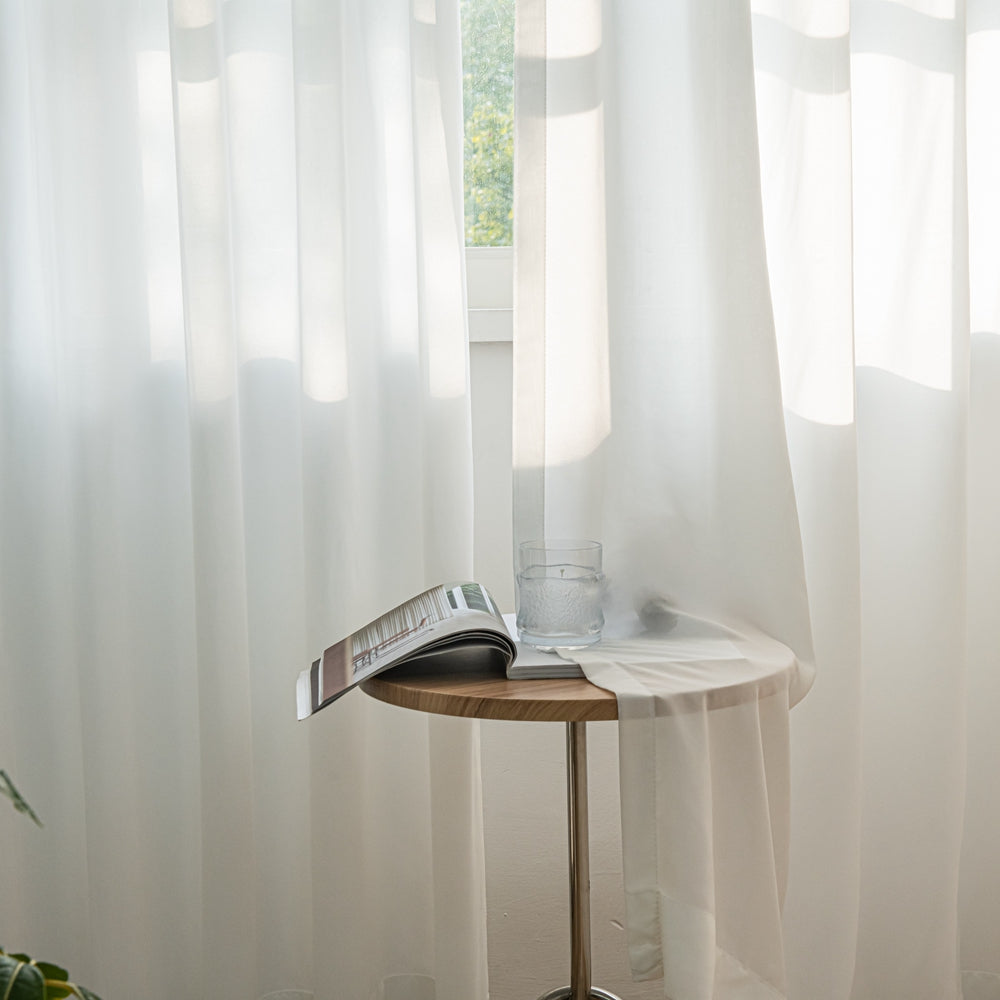 White Pure White Voile Sheer Outdoor Custom Curtains