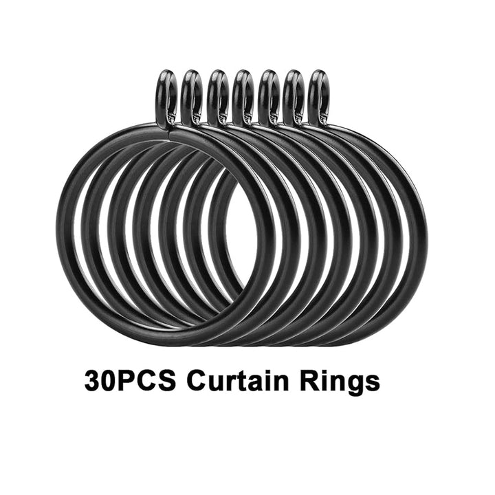 Black 1.5-Inch Inner Diameter Curtain Rings with Eyelets(Pack of 30) - ixacurtains