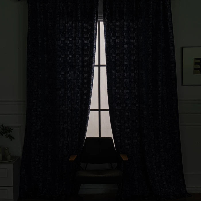 Harper Geometric Jacquard Cotton Blend Custom Drapes