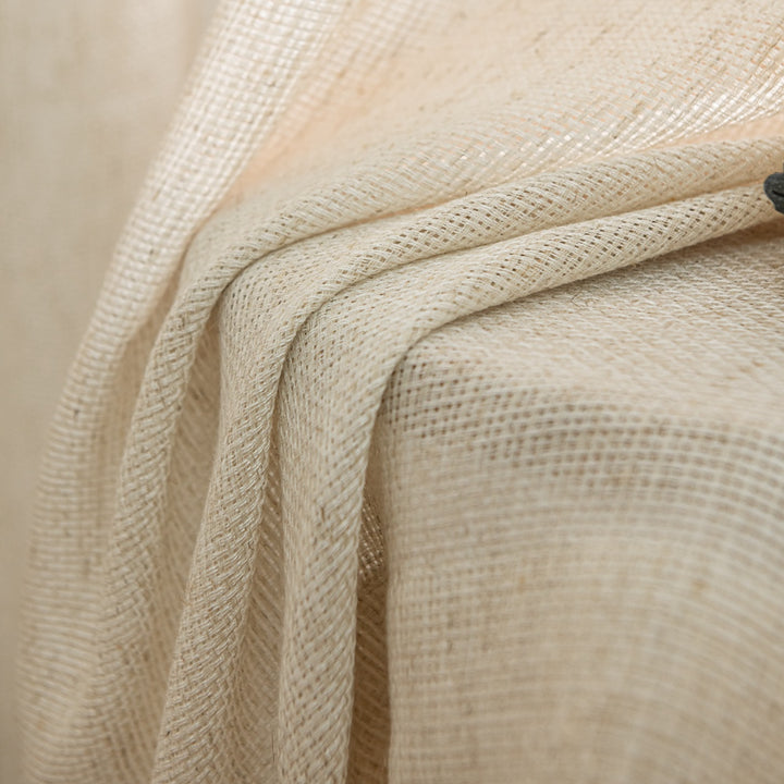 Seren Natural Small Plaid Linen Drape Curtains.