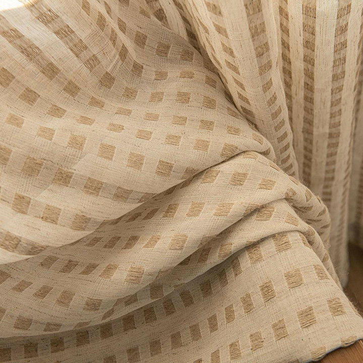 Eco-Lin Grid Harmony Linen Curtains - ixacurtains