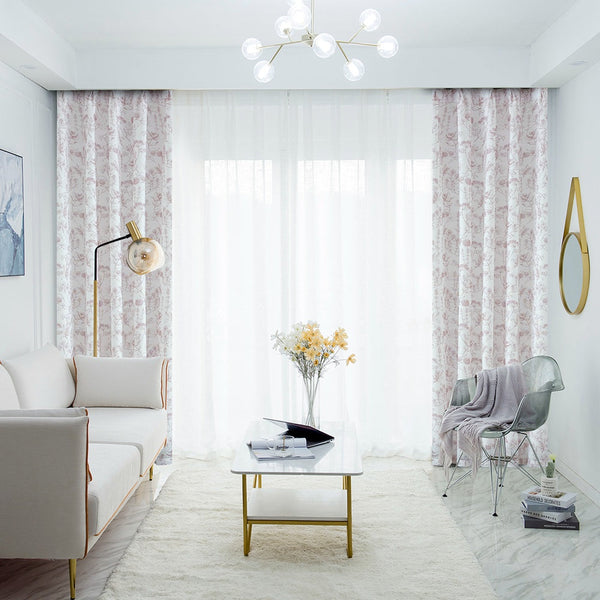 Pink Botanical Pattern Freya Botanical Naturals Patterned Custom Curtains
