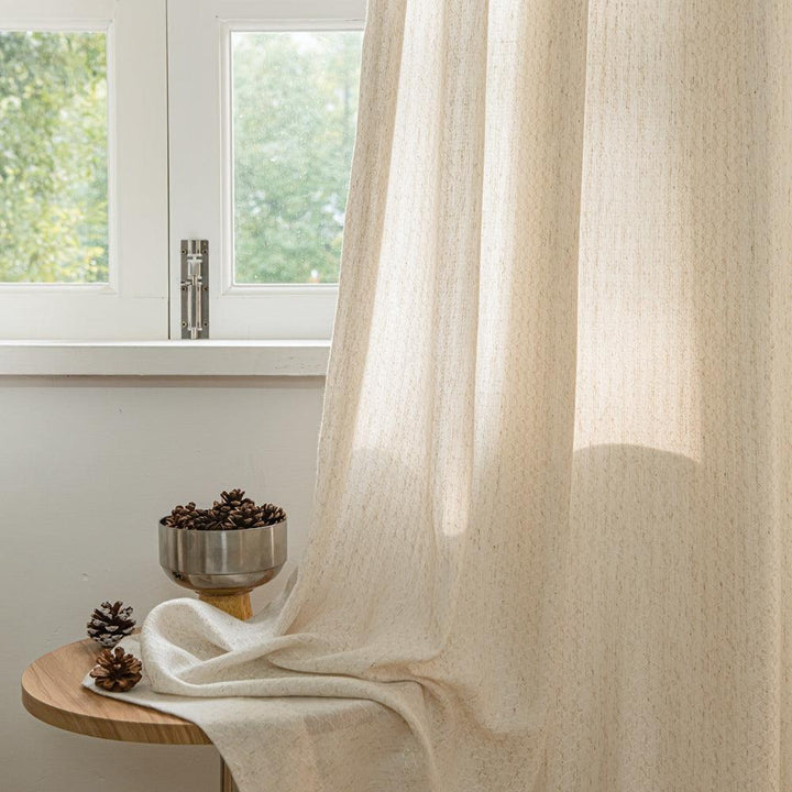 Flora-Lin Luxury Rhombus Texture Linen Curtains - ixacurtains