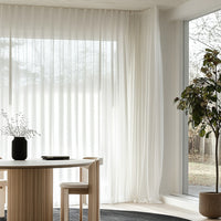White Vesper Vertical Stripe White Sheer Custom Curtains