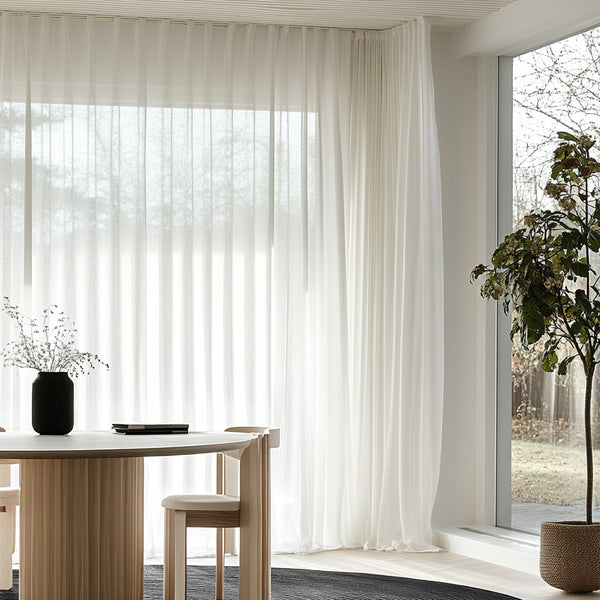 Vesper Vertical Stripe White Sheer Custom Curtains