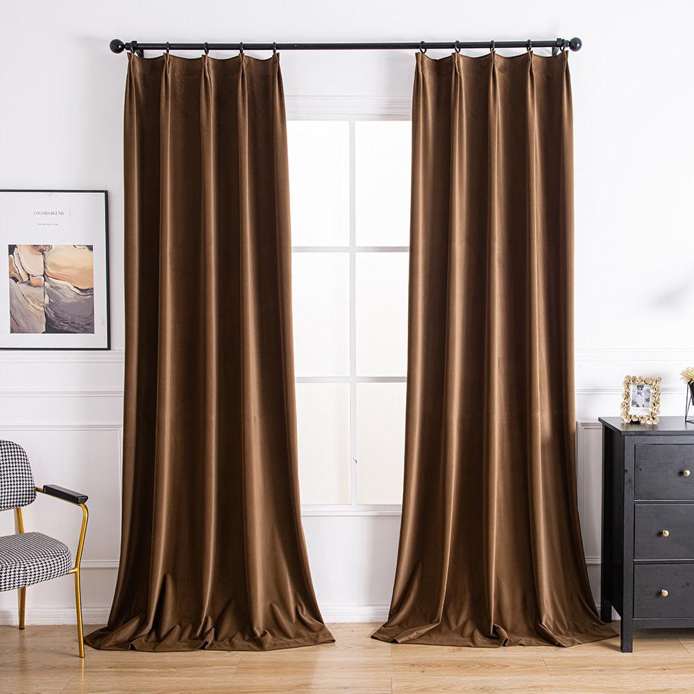 Coffee Brown-13 Aushme Luxurious Velvet Room Darkening Custom Drapes