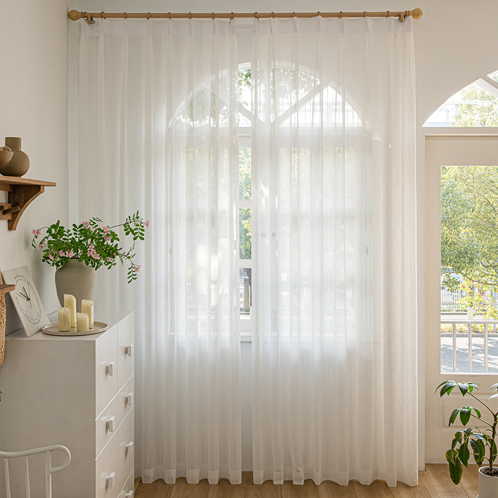 White Gauzy Snowflake White Sheer Bathroom Custom Curtains