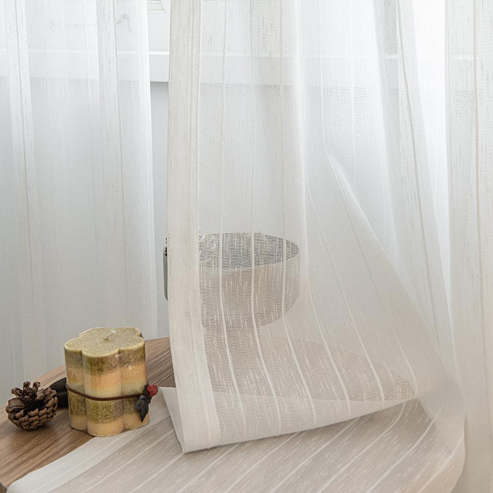 White Gauzy Snowflake White Sheer Bathroom Custom Curtains