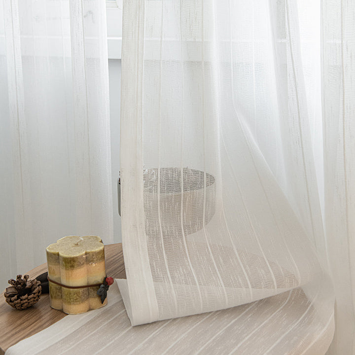 Gauzy Snowflake White Sheer Shower Curtains - ixacurtains