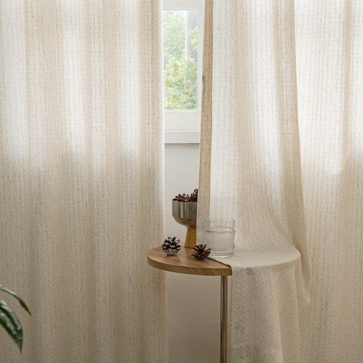 Linen Color Flora-Lin Luxury Rhombus Texture Linen Custom Curtains