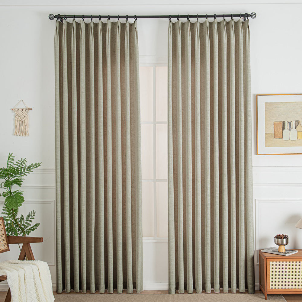 Grey Beige 850-6 Lorna French Linen Custom Pleated Curtains Panel