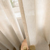 Seren Natural Small Plaid Linen Grommet Soft Top Custom Curtains Seren