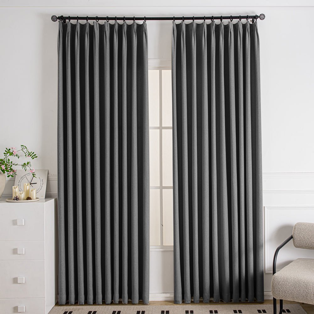 Tuscany Woven Faux Linen Pinch Pleat Custom Curtains