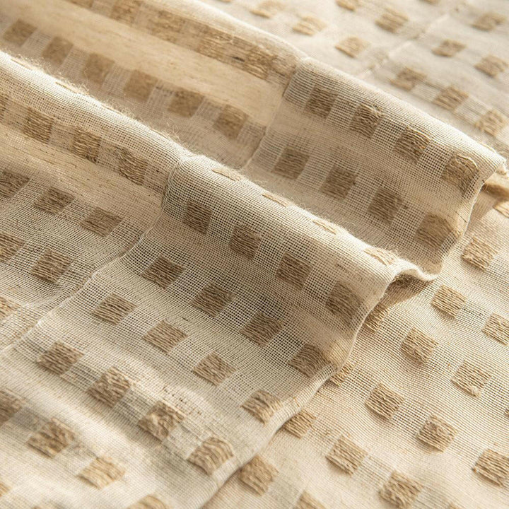 Khaki Eco-Lin Grid Harmony Linen Custom Curtains