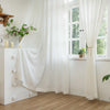 White Airy Elegant White Faux Linen Custom Curtains For Bathroom