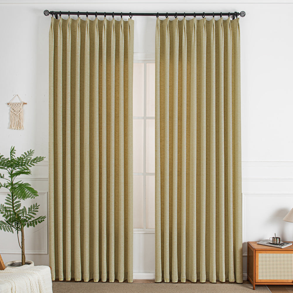 Straw Yellow-7 Thalia Textured Linen Custom Curtains