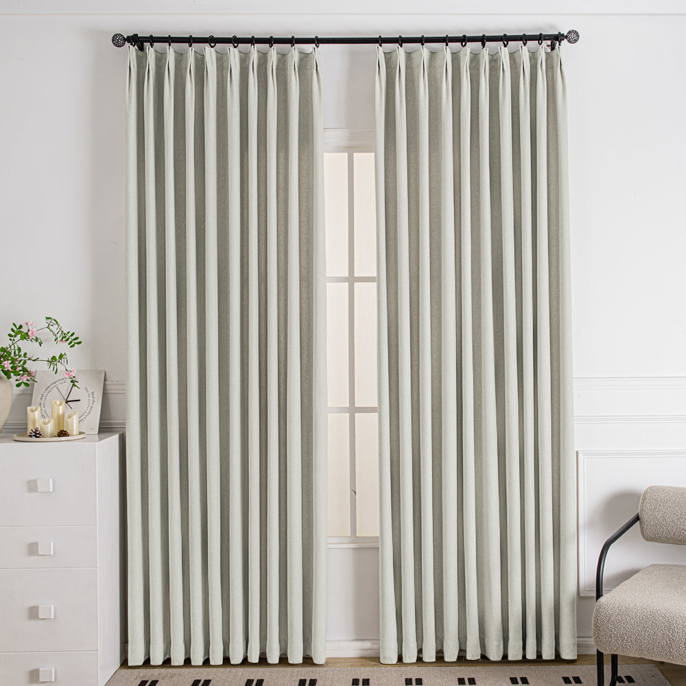 Tuscany Woven Faux Linen Pinch Pleat Custom Curtains