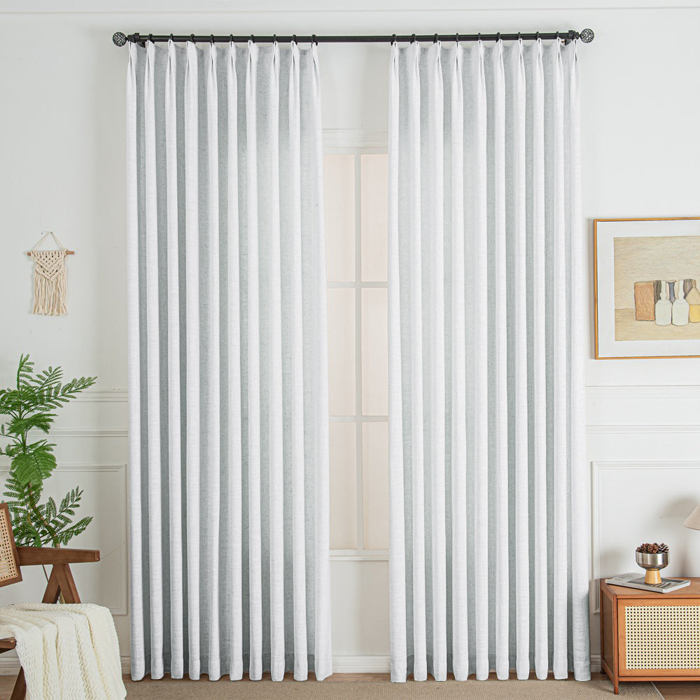 White 850-0 Lorna French Linen Custom Pleated Curtains Panel
