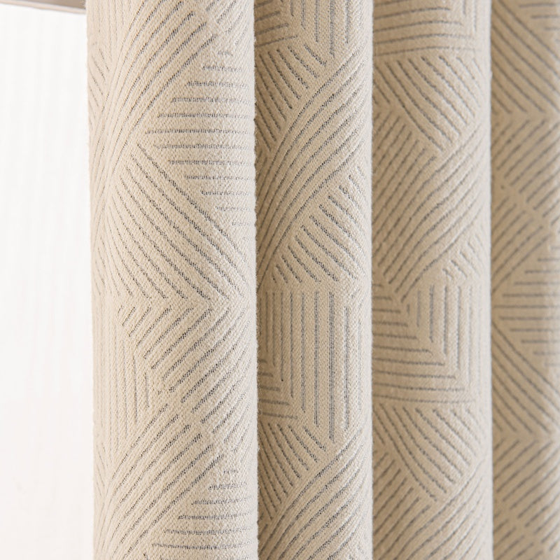 Boney Patterned Geometric Heavyweight Cashmere Feel Pleated Curtains Boney