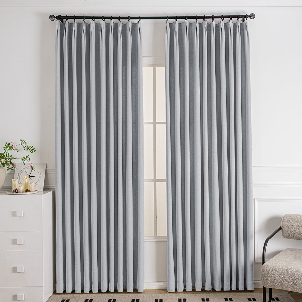 Tuscany Woven Faux Linen Pinch Pleat Custom Curtains