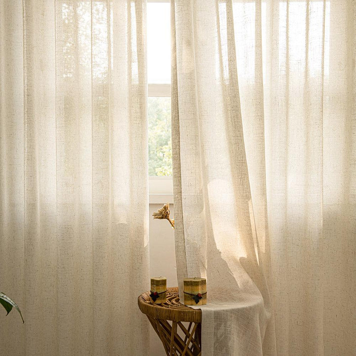 Linen Color Herb-Lin Beige Linen Sheer Custom Curtains