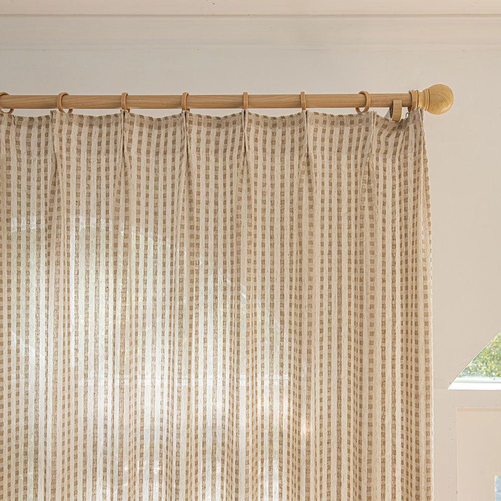 Khaki Eco-Lin Grid Harmony Linen Custom Curtains