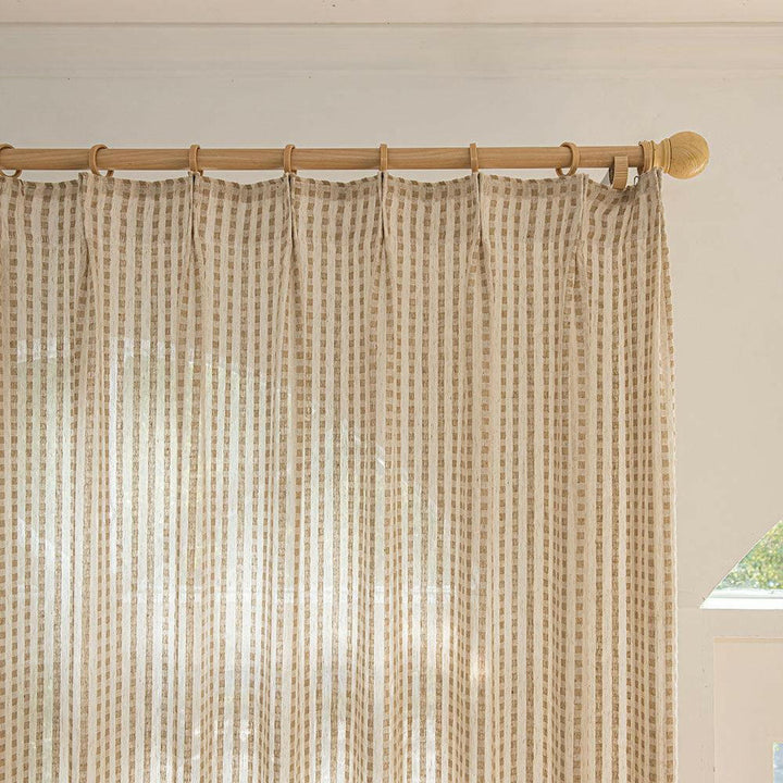 Eco-Lin Grid Harmony Linen Curtains - ixacurtains