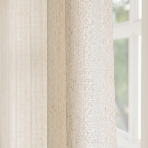 Flora-Lin Luxury Rhombus Texture Linen Grommet Soft Top Custom Curtains Flora-Lin