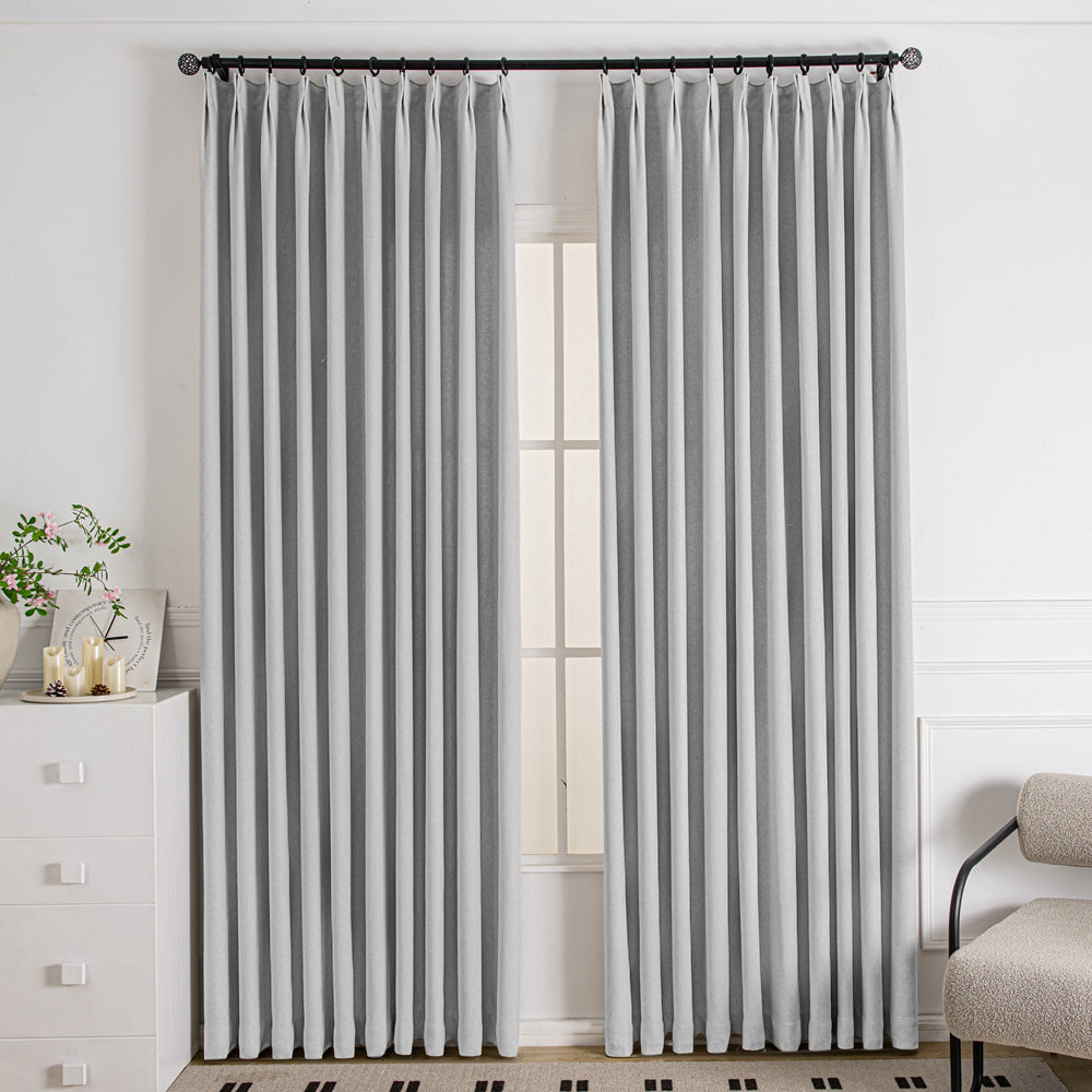 Tuscany Woven Faux Linen Pinch Pleat Custom Curtains