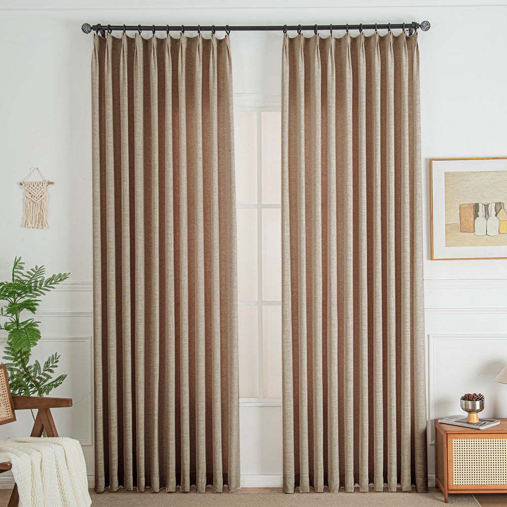 Rust Brown 850-9 Lorna French Linen Custom Pleated Curtains Panel