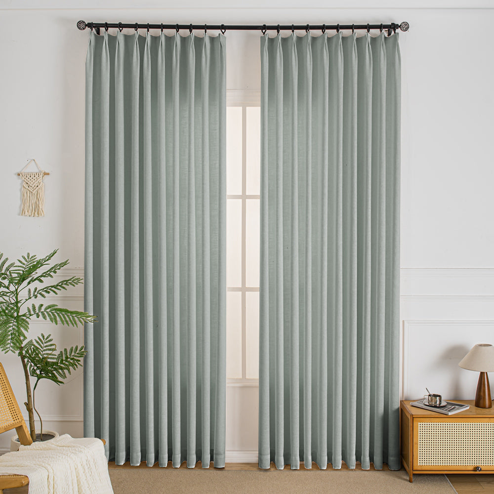 Steel Gray-9 Elise Heavyweight Textured Faux Linen Custom Curtains