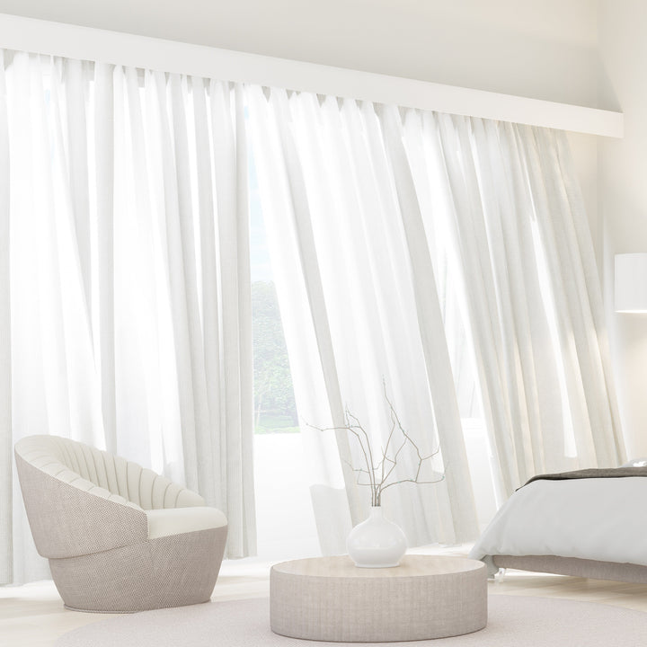 Airy Elegant White Faux Linen Outdoor Curtains - ixacurtains