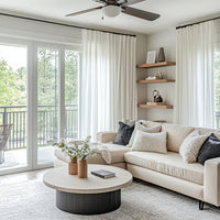 Airy Elegant White Faux Linen Grommet Soft Top Custom Curtains
