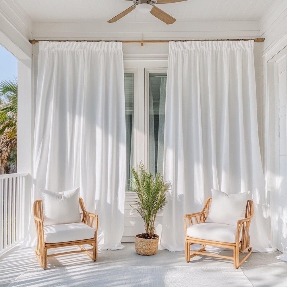 Airy Elegant White Faux Linen Pleat Custom Curtains