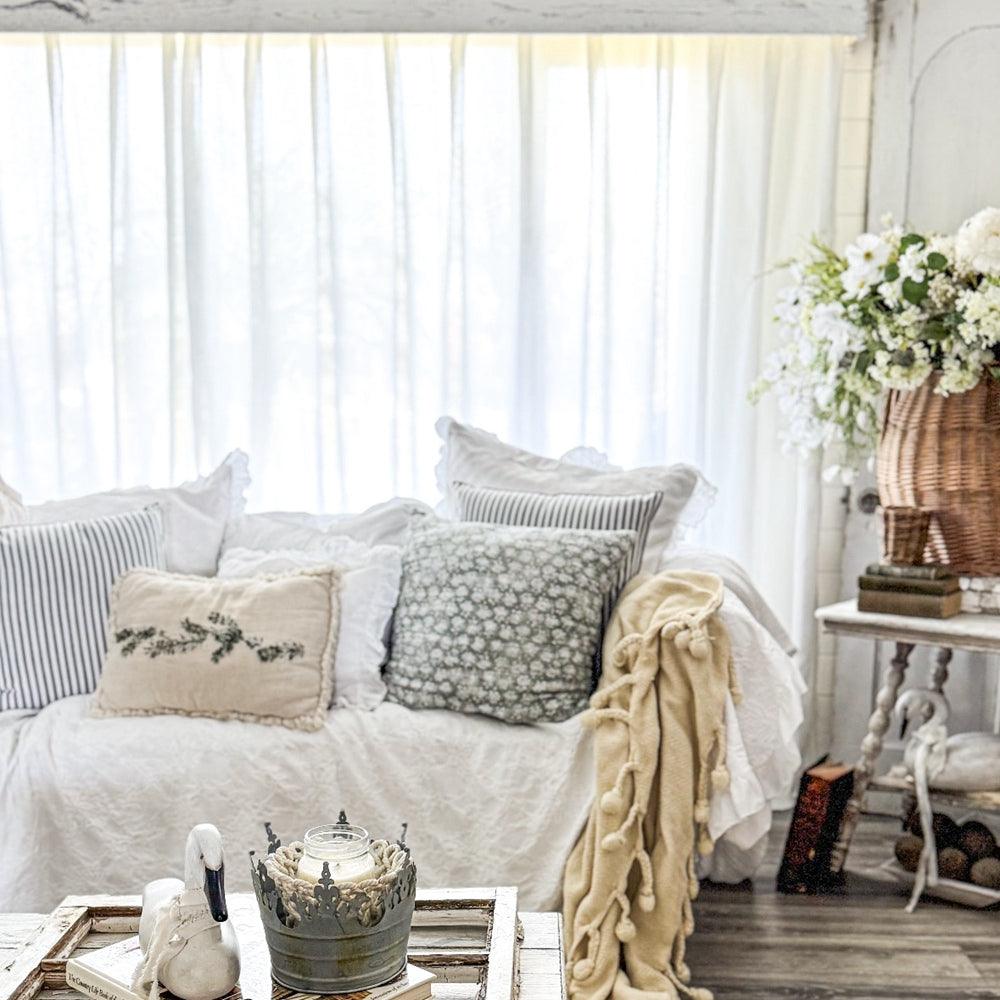 Airy Elegant White Faux Linen Pleat Custom Curtains