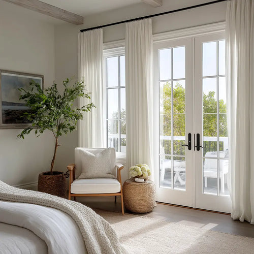 Airy linen white custom curtains