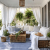 Airy Elegant White Faux Linen Pleat Outdoor Curtains
