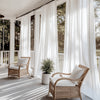 Airy Elegant White Faux Linen Pleat Outdoor Curtains