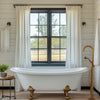 Airy Elegant White Faux Linen Pleat Custom Curtains For Bathroom