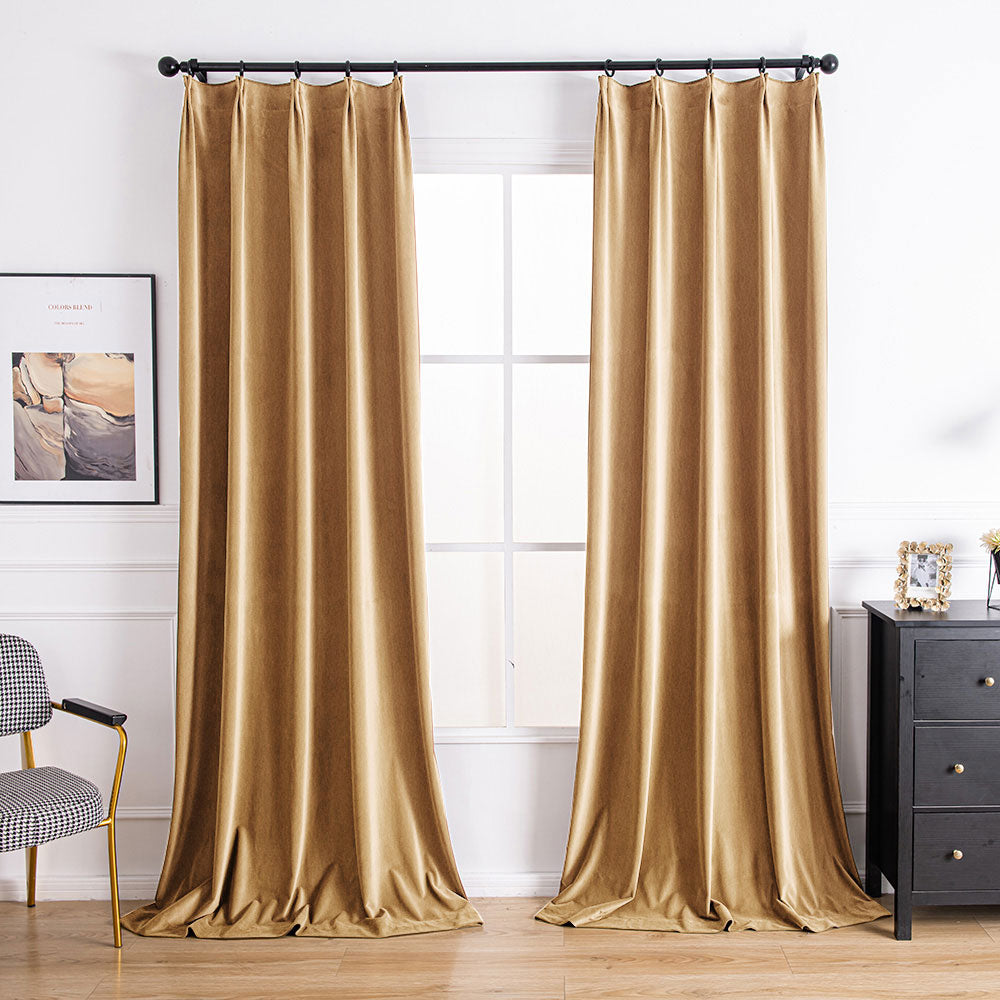 Almond Brown Aushme Luxurious Velvet Bathroom Custom Curtains